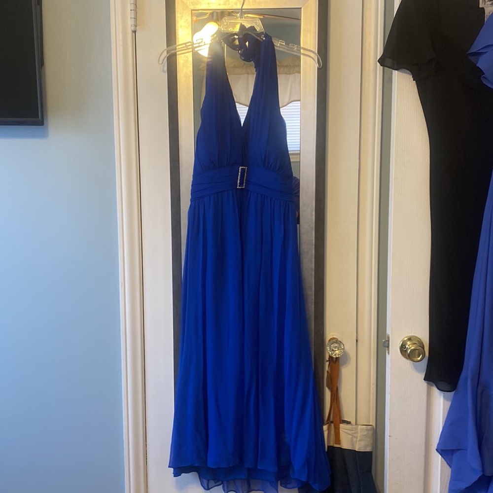 Blue silk halter dress - size 12 - Picture 2 of 5